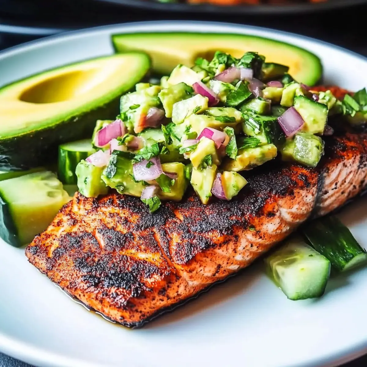Savor Blackened Salmon with Zesty Avocado Salsa Delight 5 Blackened Salmon