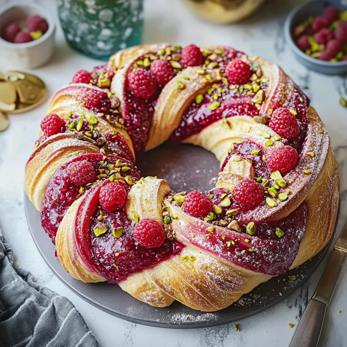 Raspberry and Pistachio Wreath