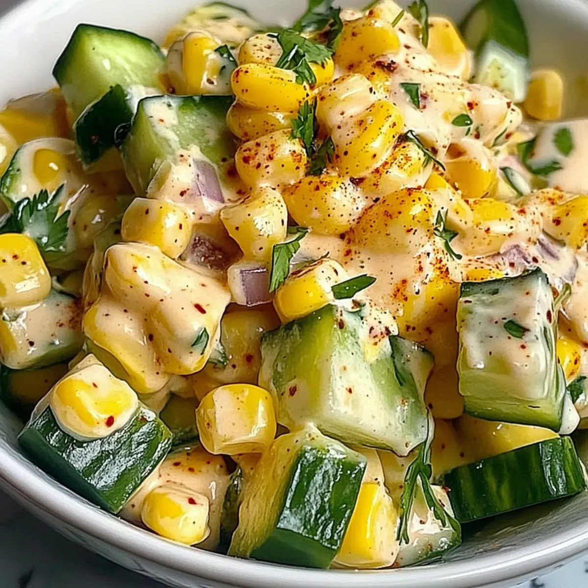 Corn Creamy Cucumber Salad