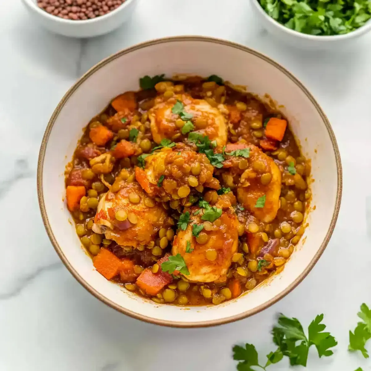 Harissa Chicken with Lentils