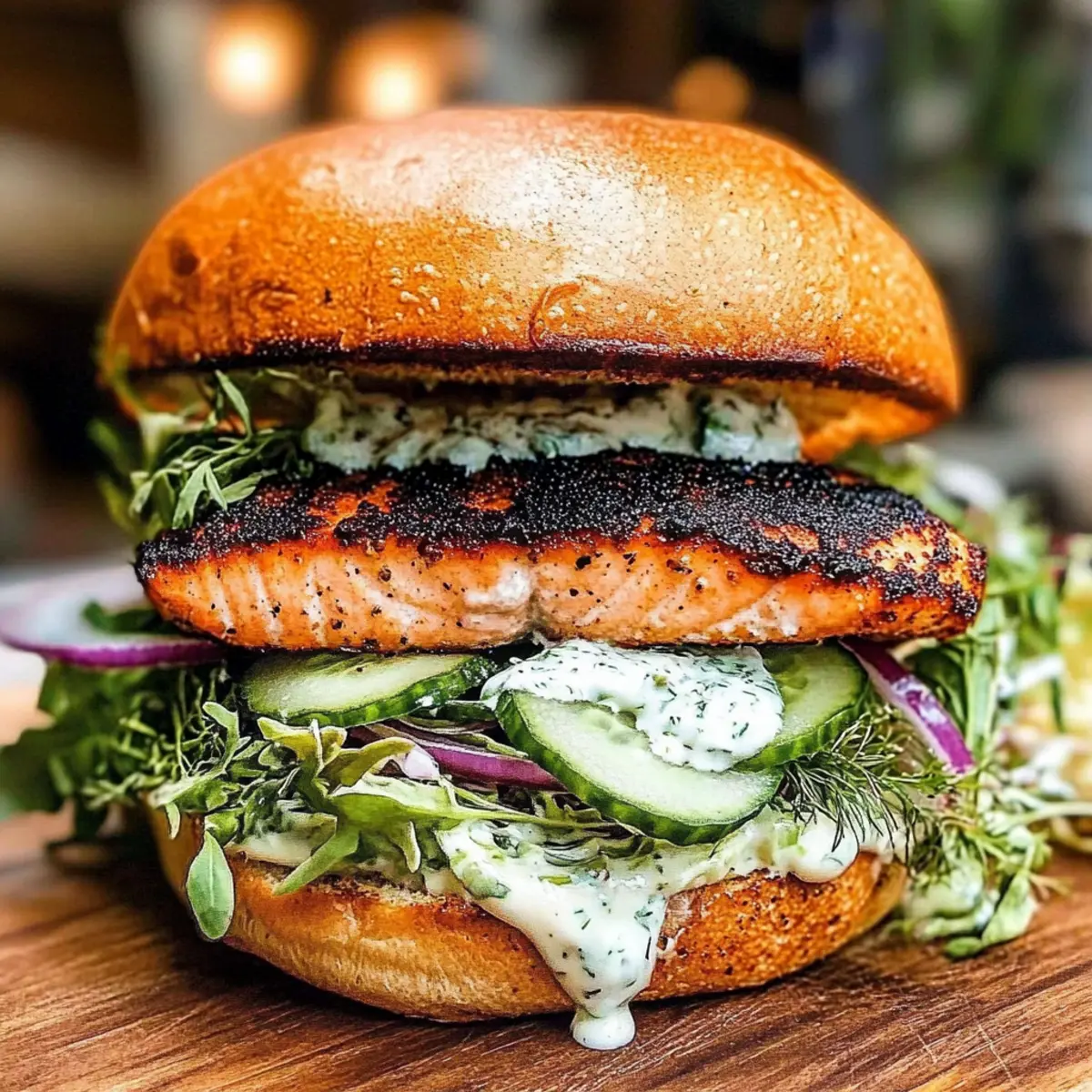 Blackened Salmon Cajun Sandwich