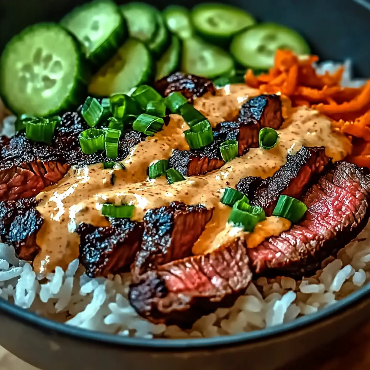 Savor BBQ Steak Rice Bowls with Spicy Creamy Delight 5 BBQ Steak Rice Bowls