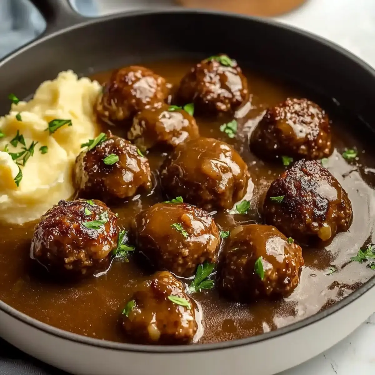 Ground Beef Meatballs and Gravy