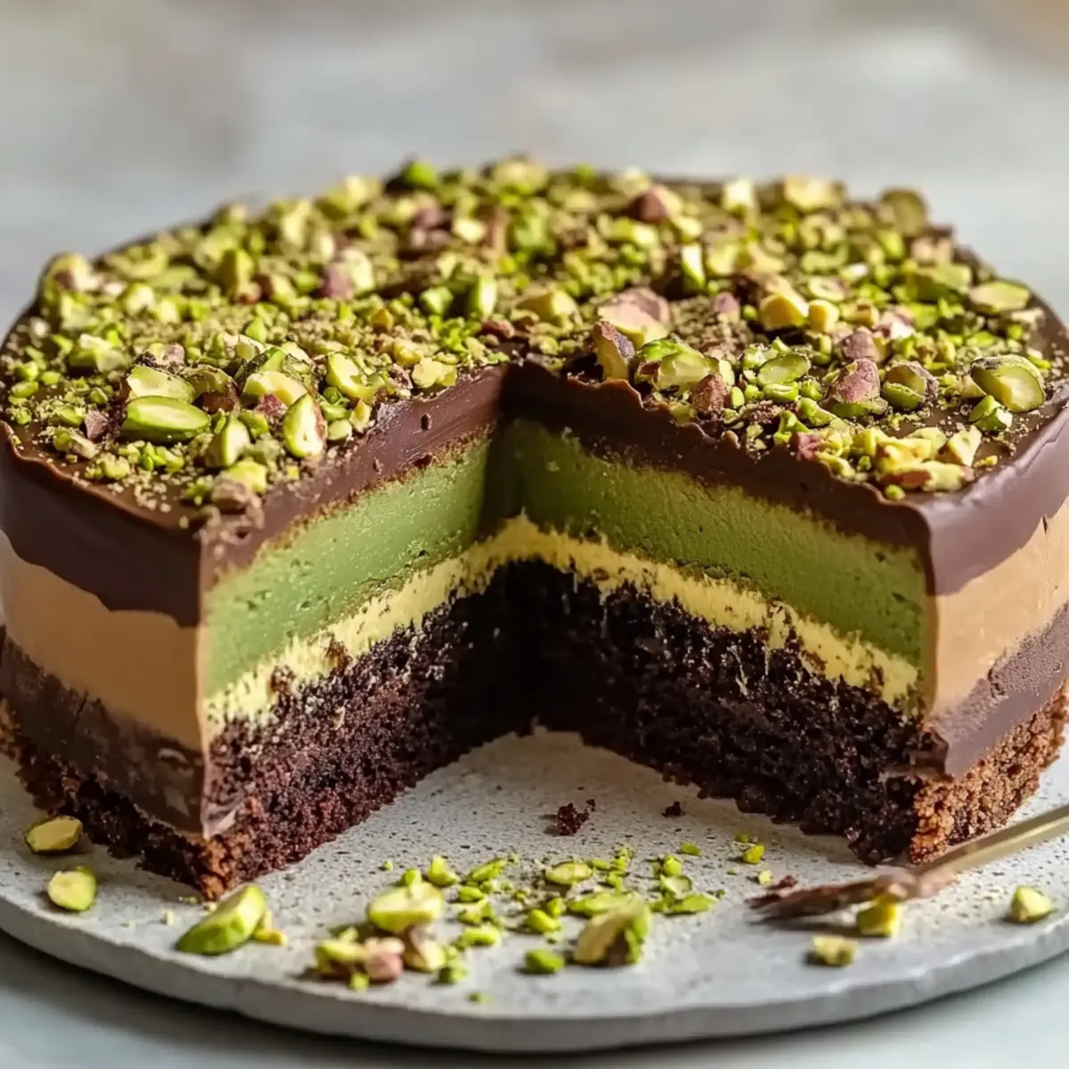 No-bake chocolate pistachio cake Recipe