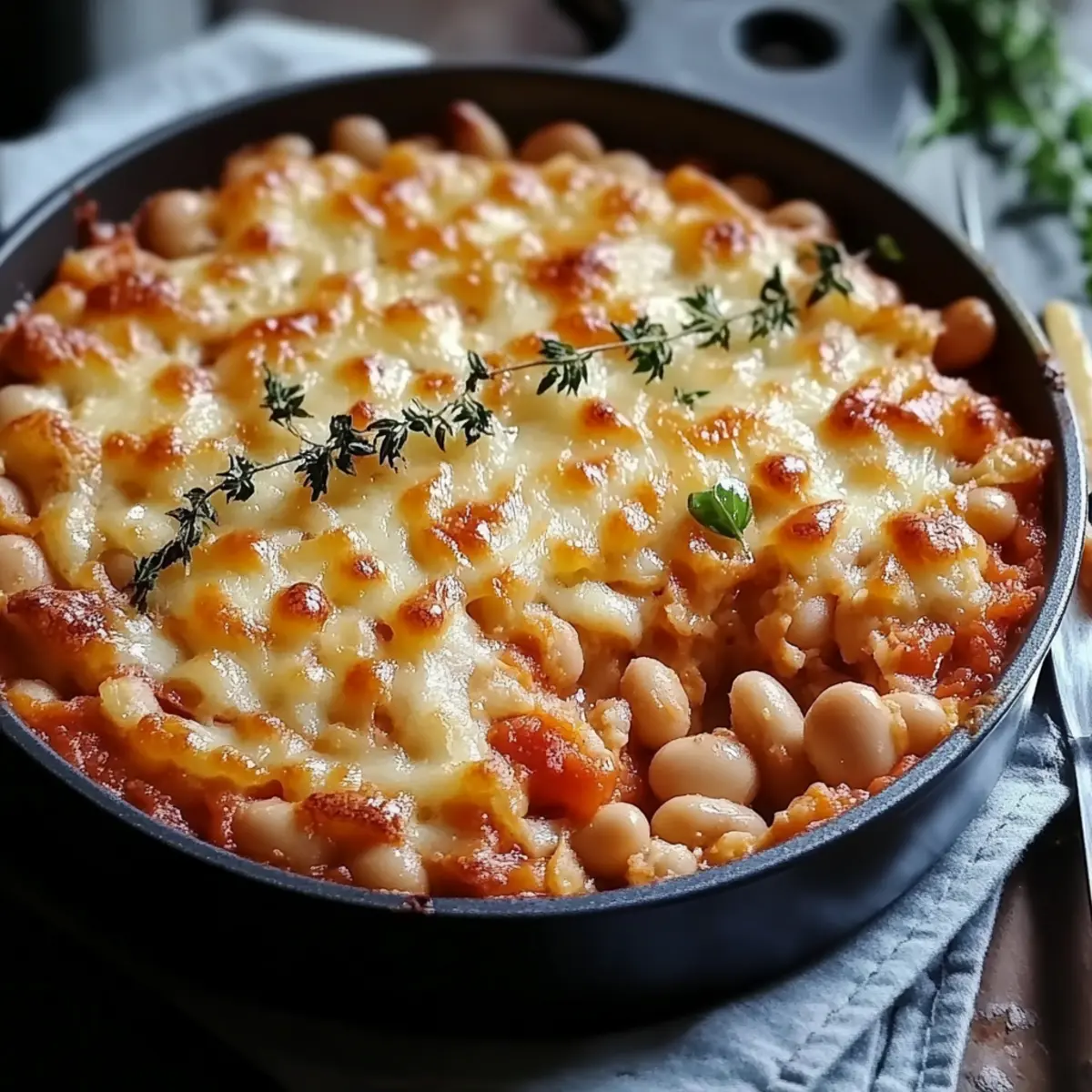 Cheesy White Bean Tomato Bake
