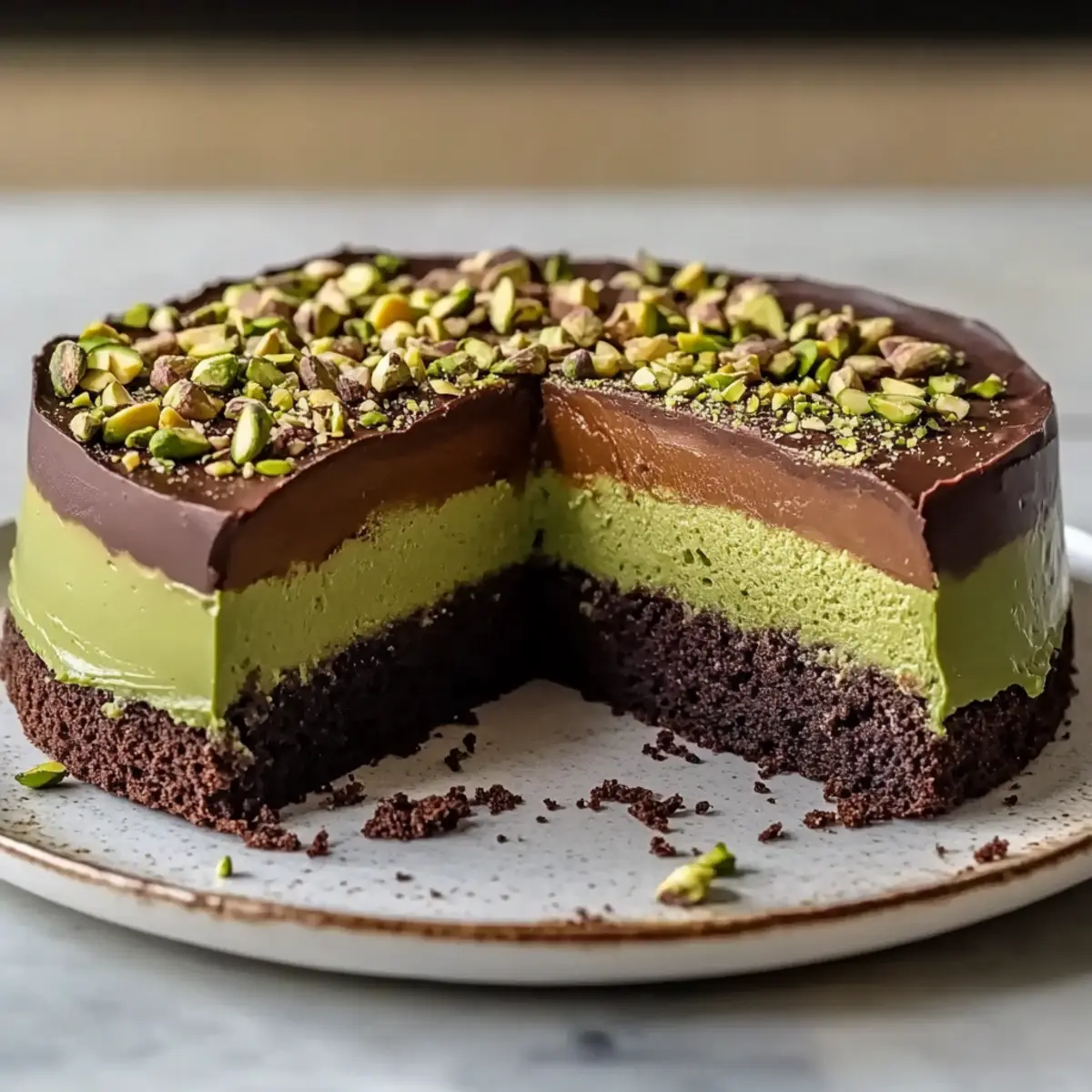 No-bake chocolate pistachio cake Recipe
