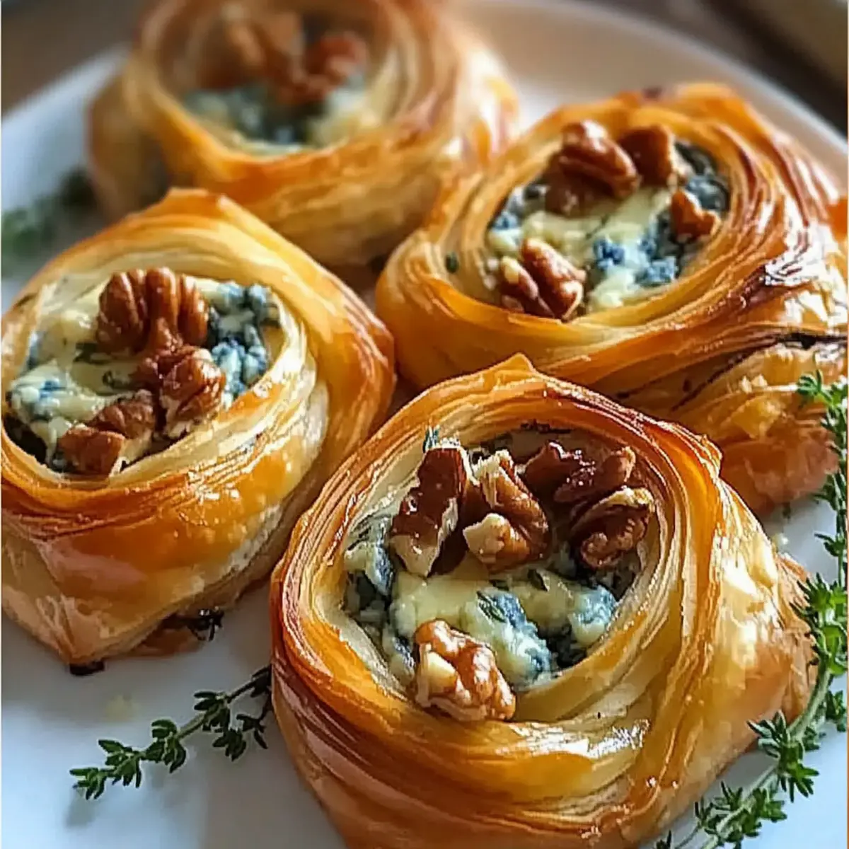 Blue Cheese Walnut Thyme Puff Pastry