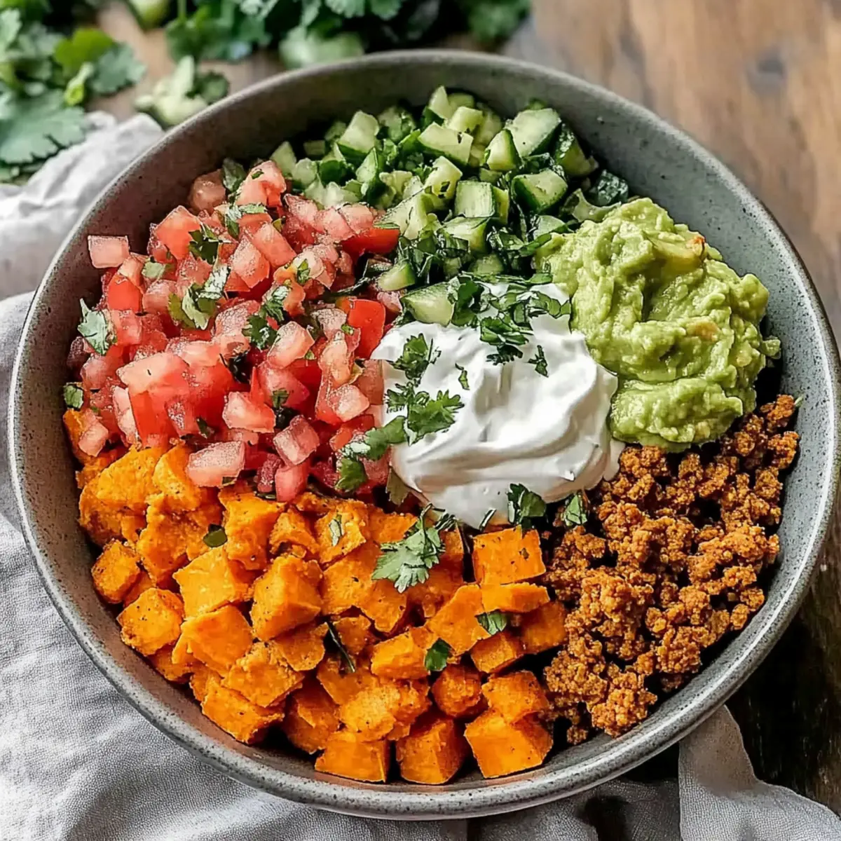 Baked Ground Turkey Sweet Potato Bowl