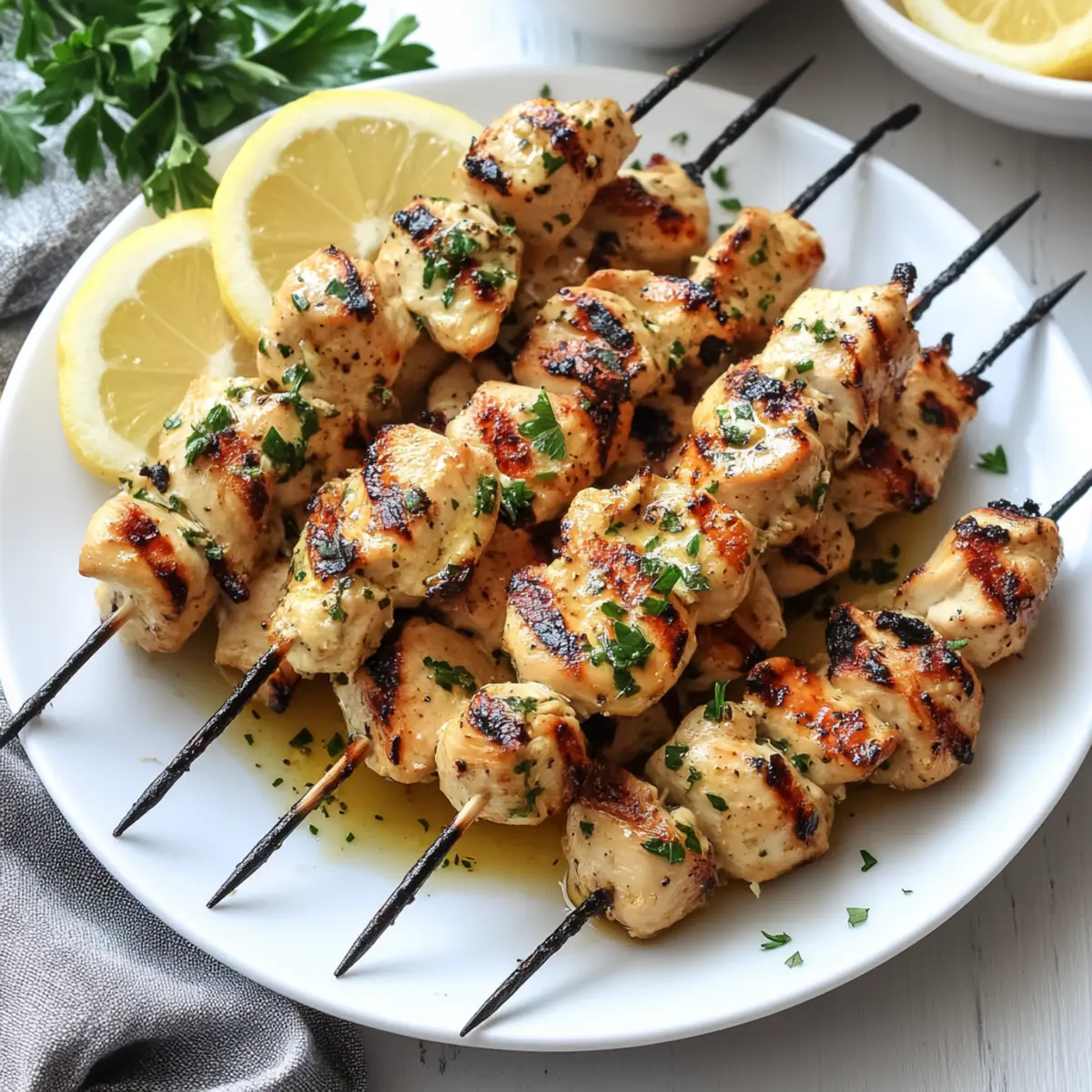 Lemon Garlic Chicken Skewers