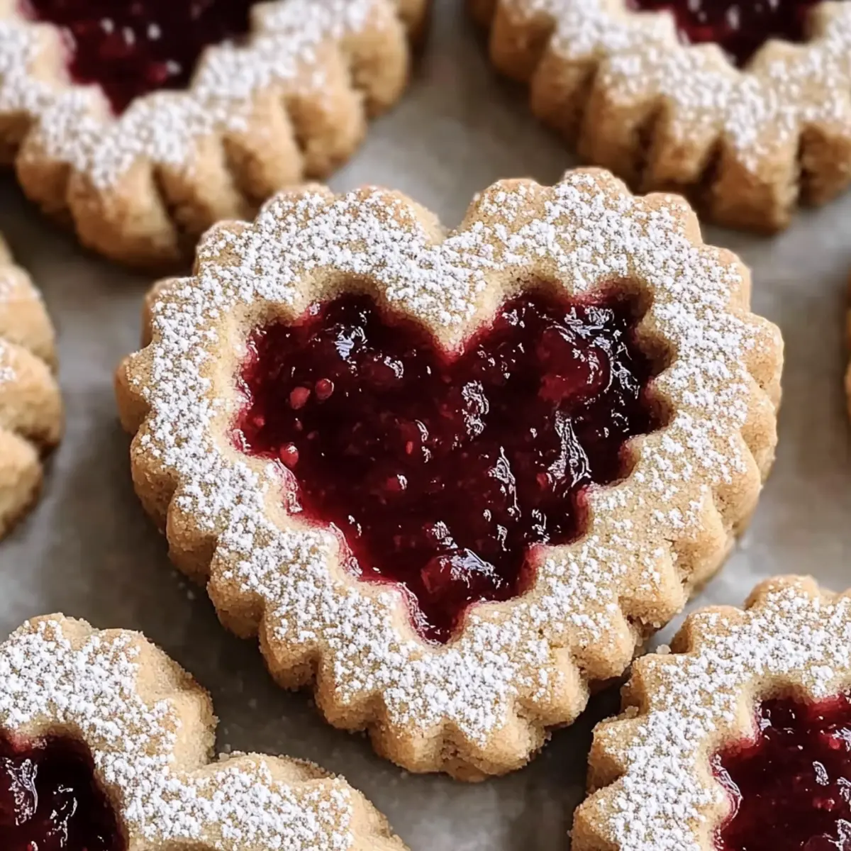 Linzer Strawberry Heart Cookies