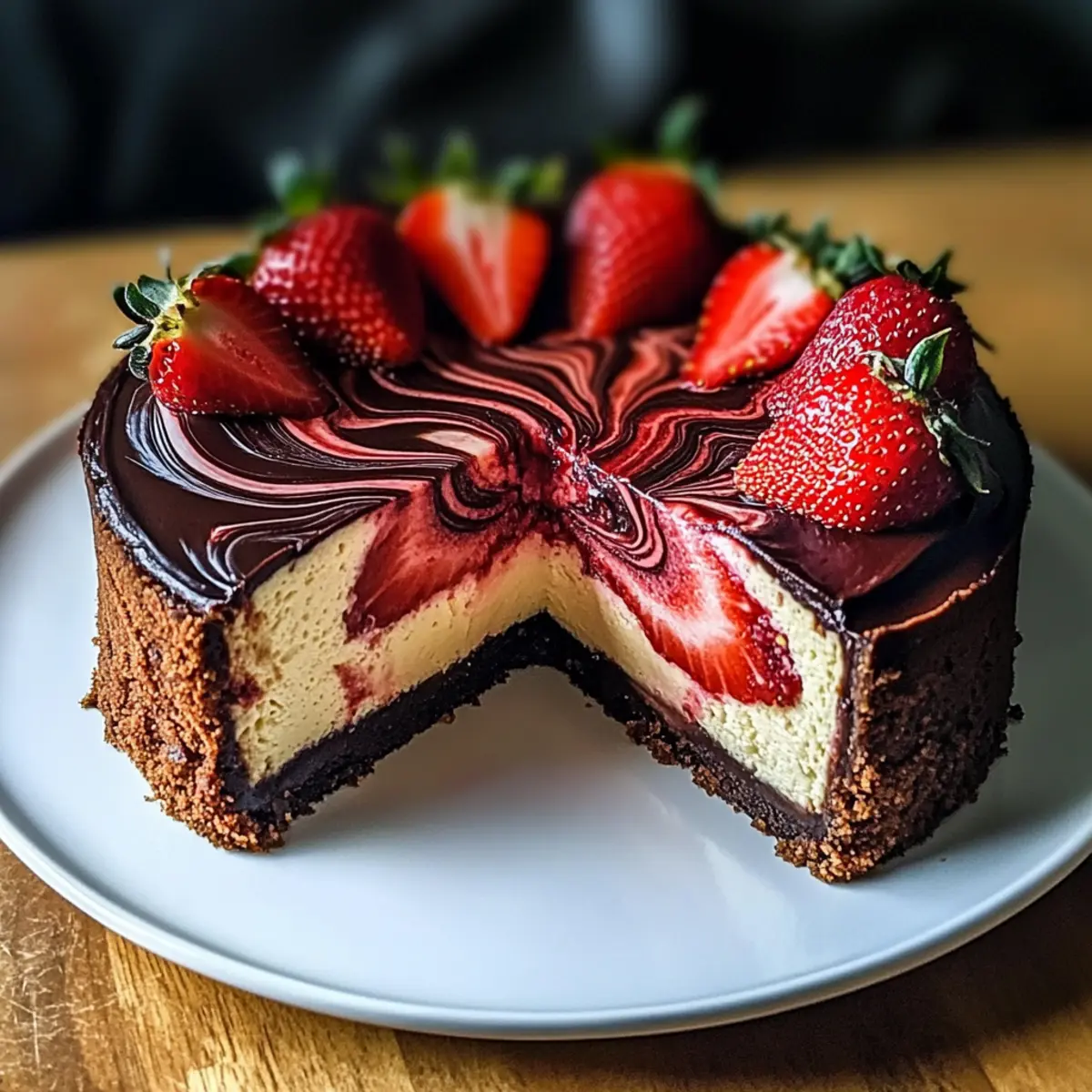 Chocolate Strawberry Swirl Cheesecake