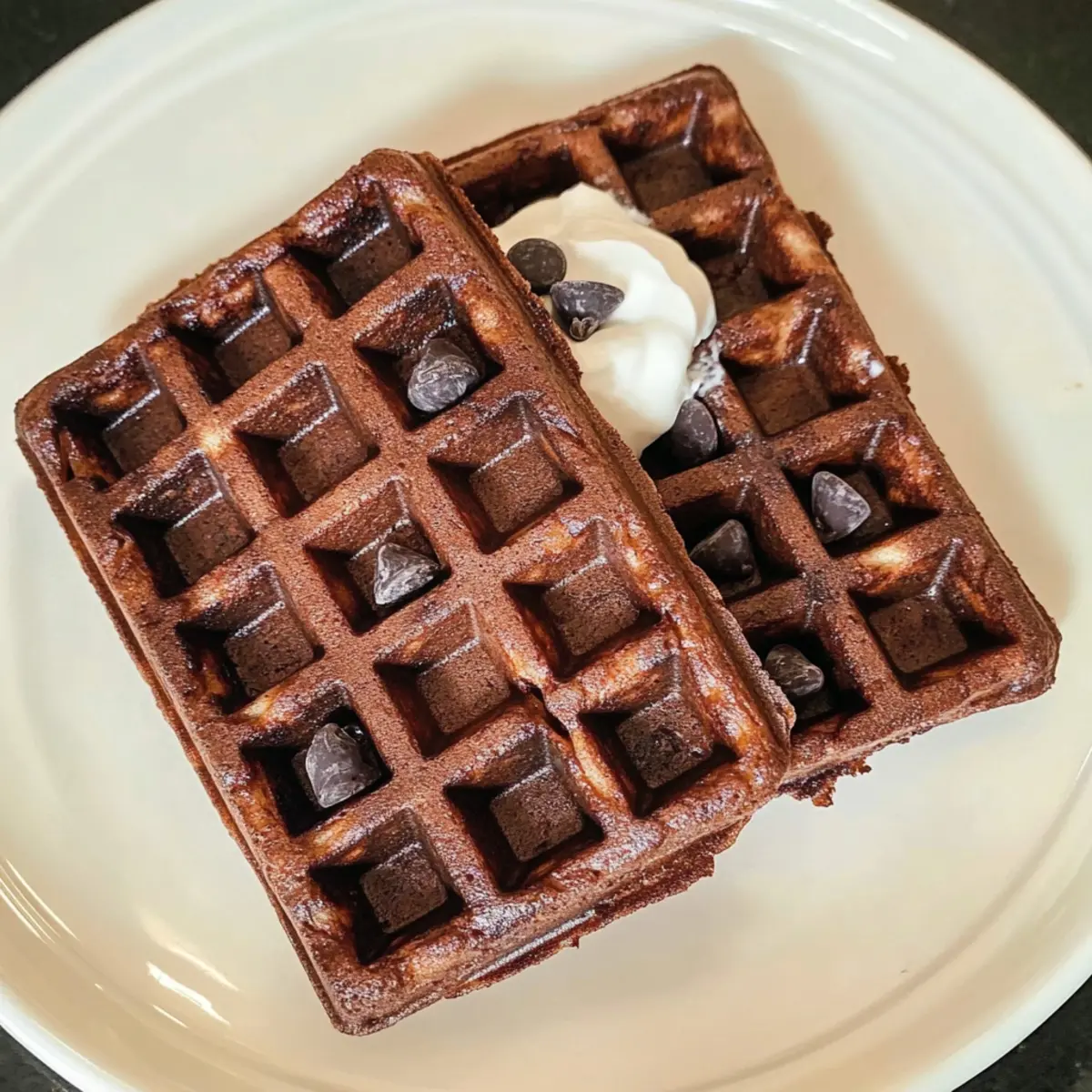 Fudgy Brownie Waffles (No Flour Needed)