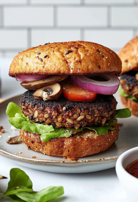 Veggie Burgers with Smoky Mushroom Walnut Flavor Profile