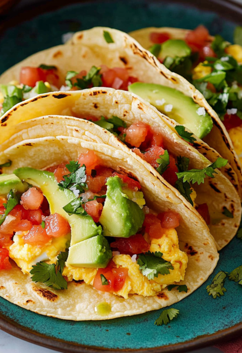 Breakfast Tacos with Scrambled Eggs and Pico De Gallo