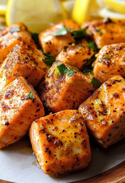 Lemon Pepper Salmon Bites Crispy Air Fryer Dinner
