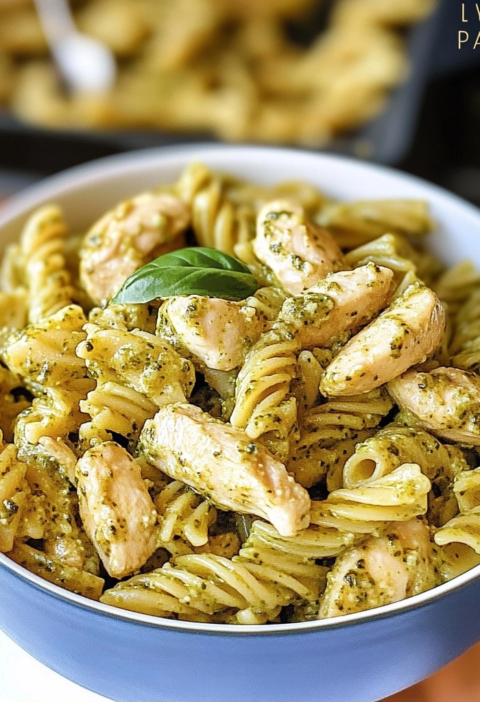 Chicken Pesto Pasta with Chicken and Basil Cream Sauce