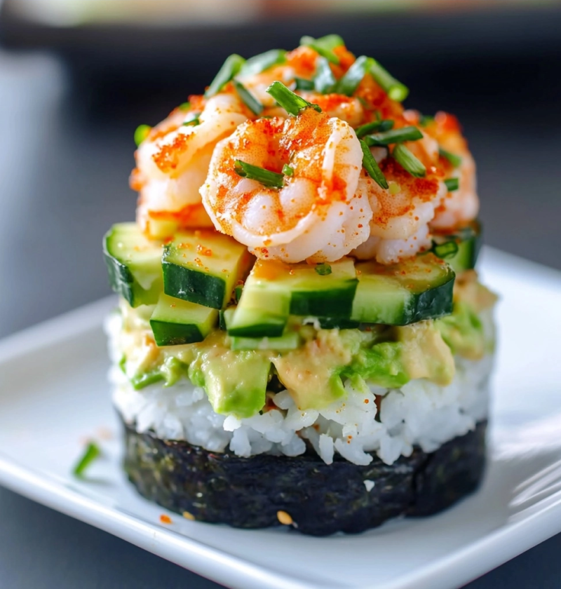 Shrimp Sushi Stacks Recipe: Delicious Easy Dinner Idea 7 Shrimp Sushi Stacks Recipe: Delicious Easy Dinner Idea