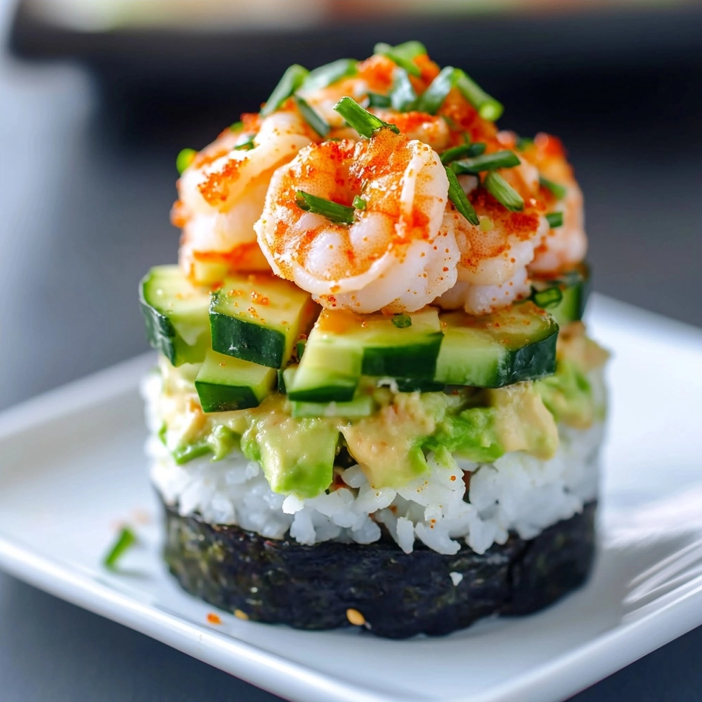 Shrimp Sushi Stacks Recipe: Delicious Easy Dinner Idea 2 Shrimp Sushi Stacks Recipe: Delicious Easy Dinner Idea