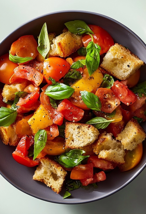 Classic Panzanella Salad with Rustic Italian Bread